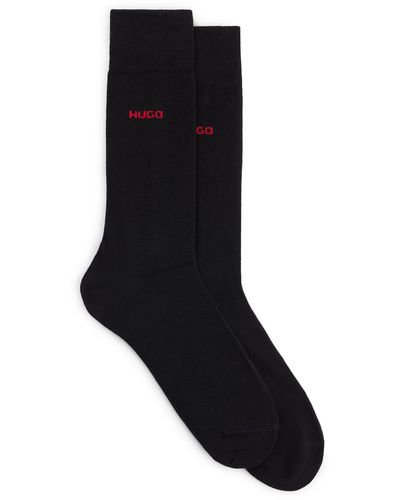 HUGO Paquete de dos pares de calcetines de largo normal en tejido elástico - Negro