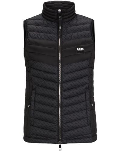 BOSS Equestrian Monogram Gilet With Silicone Logo Patches - Black