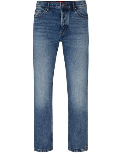 HUGO Blaue Tapered-Fit Jeans aus Stretch-Denim