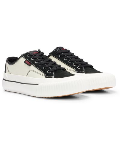HUGO Low-top Trainers With Red Logo Patch - White