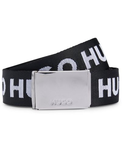 HUGO Cintura a cinghia con logo e fibbia con placchetta brandizzata - Bianco