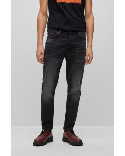 BOSS by HUGO BOSS Tapered-fit Jeans In Black Comfort-stretch Denim - Blue