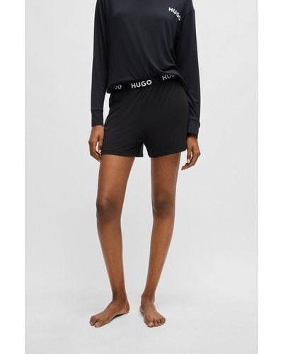 HUGO Stretch-jersey Pyjama Shorts With Logo Waistband - Black