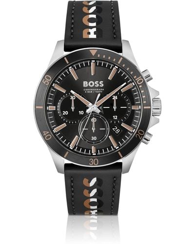 BOSS Chronograph mit schwarzem Zifferblatt und Logo-Armband