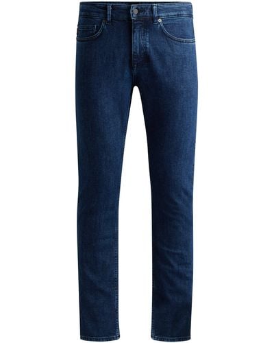 BOSS Slim-fit Jeans In Dark-blue Comfort-stretch Denim