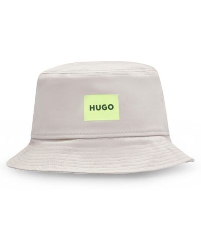 HUGO Fischerhut aus Baumwoll-Twill mit Logo-Etikett - Weiß