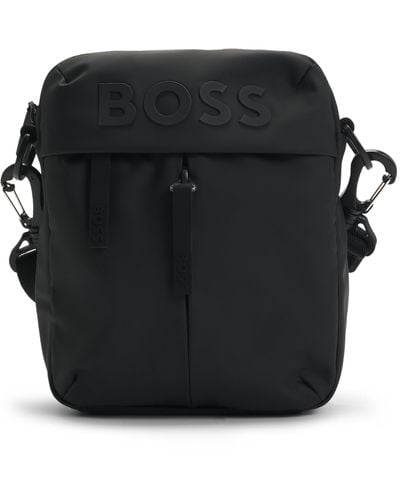 BOSS Reporter-Tasche aus Kunstleder mit tonalem Logo - Schwarz