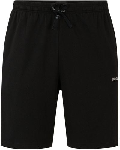 BOSS Regular-fit Shorts Van Stretchkatoen Met Logodetail - Zwart