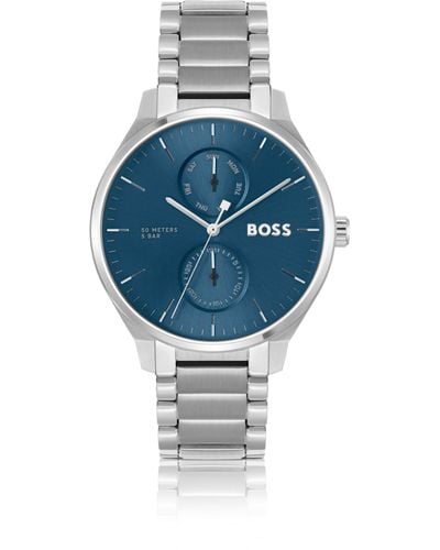 BOSS by HUGO BOSS Horloge Met Blauwe Wijzerplaat En Geschakelde Polsband Van Roestvrij Staal