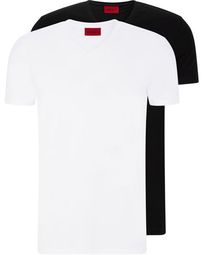 HUGO Lot de deux t-shirts Slim Fit en coton stretch - Blanc