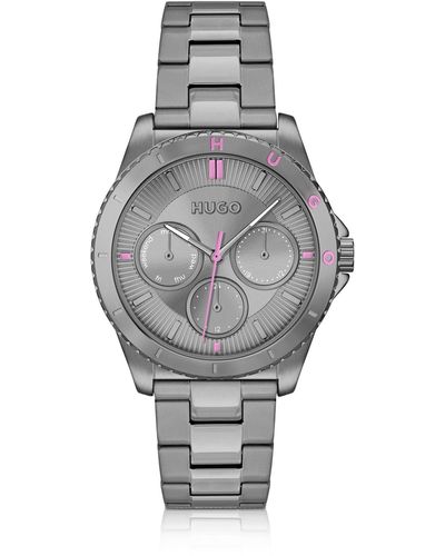 HUGO Grey-plated Watch With Link Bracelet