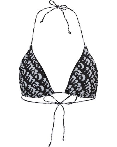 HUGO Haut de bikini triangle à logo imprimé répété - Noir
