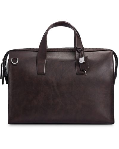 BOSS Single Document Case In Leather With Smart Sleeve - Black