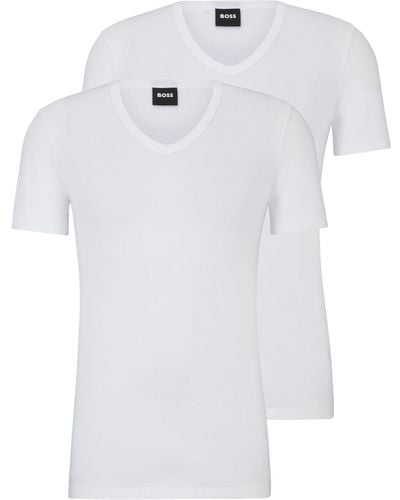 BOSS Two-pack Of Slim-fit T-shirts In Stretch Cotton - White