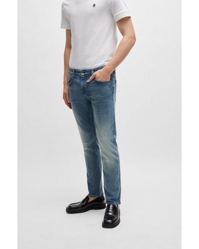BOSS Slim-fit Jeans In Super-soft Blue Denim