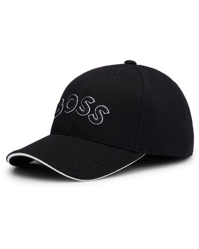 BOSS Logo-embroidered Cap In Woven Piqué - Black
