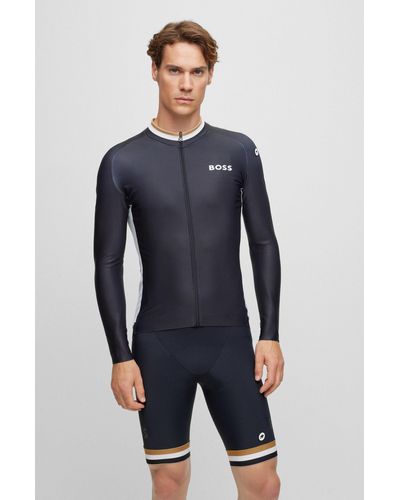 BOSS X Assos Body-mapped Jersey Top With Branding - Blue