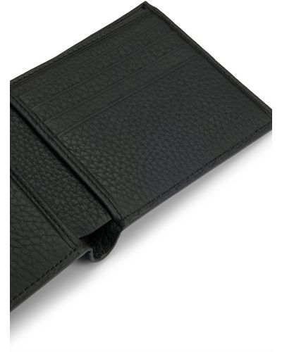 BOSS Portefeuille en cuir italien avec logo en métal argenté - Noir