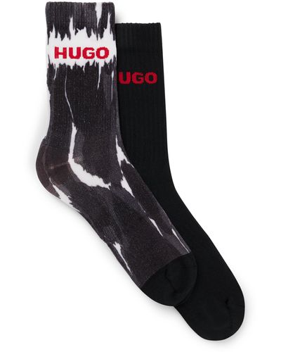 HUGO Set Van Twee Paar Korte Sokken Met Logodetails - Zwart