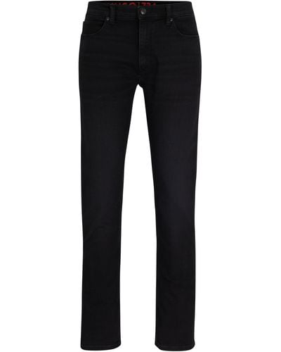 HUGO 734 Schwarze Extra Slim-Fit Jeans aus bequemem Stretch-Denim Schwarz 34/34