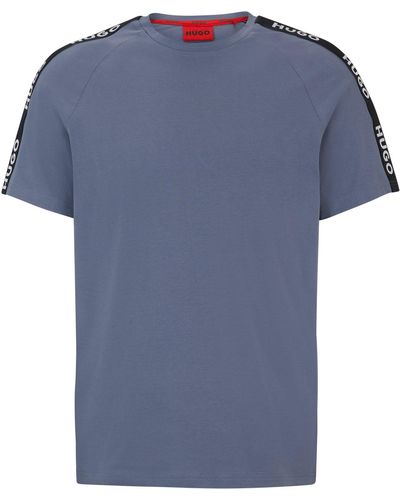 BOSS by HUGO BOSS Relaxed-fit T-shirt In Stretch Cotton With Logo Tape - Blue