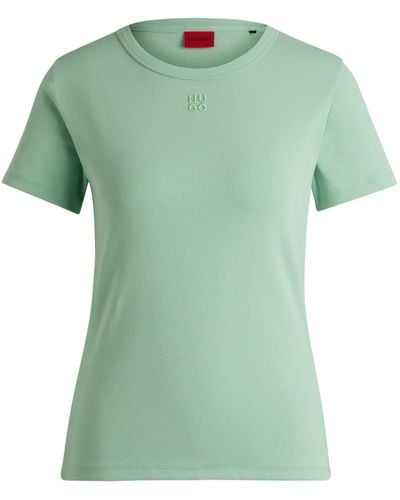 HUGO T-shirt With Embroidered Stacked Logo - Green