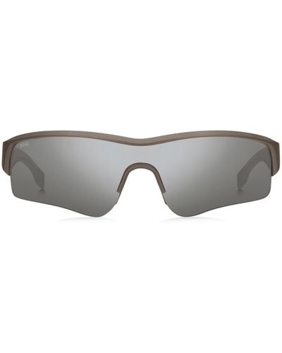 BOSS Verspiegelte x Perfect Moment All-Gender-Sonnenbrille mit Logo-Bügeln - Grau