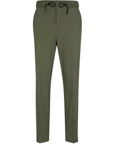 HUGO Extra Slim-Fit Hose aus Stretch-Baumwolle mit Tunnelzugbund - Grün