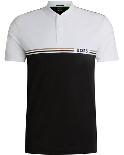 BOSS X Matteo Berrettini Slim-fit Polo Met Uv-bescherming - Zwart