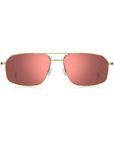 BOSS Goudkleurige Zonnebril Met Roze Glazen - Meerkleurig