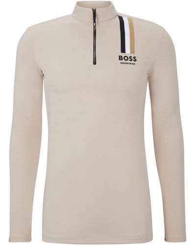 BOSS Chemise d'équitation d'entraînement avec rayures emblématiques et logo - Neutre