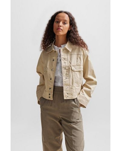 BOSS Relaxed-fit Jacket In Stretch-cotton Twill - Natural