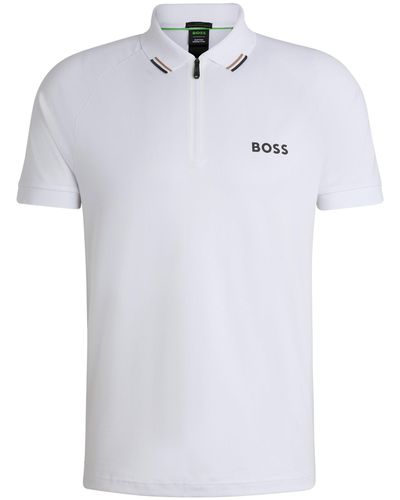BOSS X Matteo Berrettini Polo Shirt With Popcorn Stripe - White