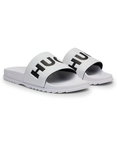 HUGO Slides With Logo Strap - White