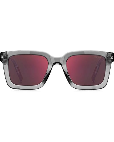 HUGO Sonnenbrille aus transparentem Acetat mit roten Gläsern - Mehrfarbig