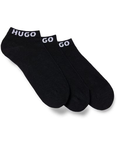 HUGO Lot de trois paires de chaussettes en coton mélangé - Noir