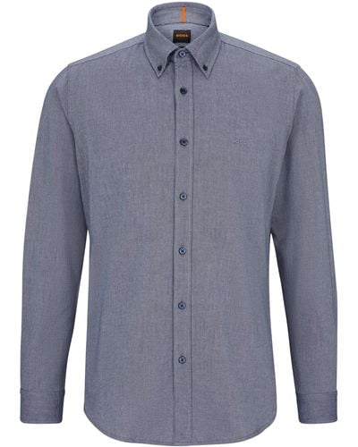 BOSS Regular-fit Overhemd Van Biologische Oxfordkatoen - Blauw