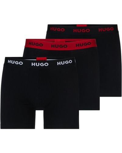 HUGO Three-pack Of Stretch-cotton Boxer Briefs With Logo - Black