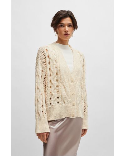 BOSS Cable-knit Cardigan - Natural