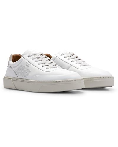BOSS Porsche X Leather Sneakers With Special Branding - White