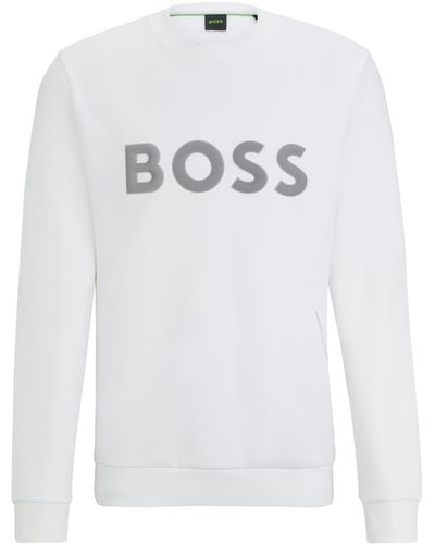 BOSS Sweatshirt Van Een Katoenmix Met 3d-gevormd Logo - Wit