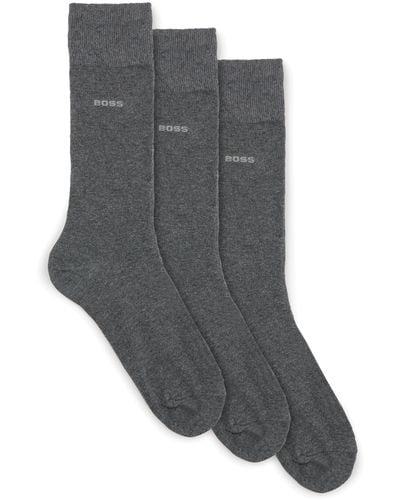 BOSS Dreier-Pack mittelhohe Socken aus Stretch-Gewebe - Grau