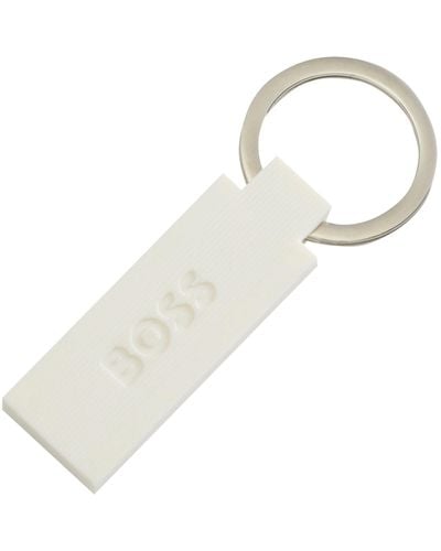 BOSS Schlüsselanhänger aus Silikon und Messing mit Logo - Weiß