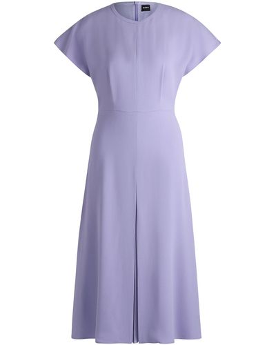 BOSS Keyhole-neckline Dress With Plissé Insert - Purple