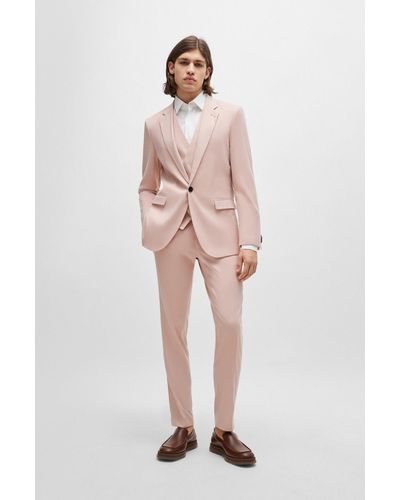 HUGO Traje extra slim fit en mezcla de algodón ligero - Rosa