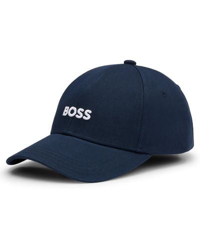 BOSS Cotton-twill Six-panel Cap With Embroidered Logo - Blue