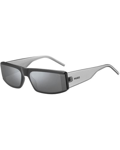 HUGO Grey-acetate Mask-style Sunglasses With Temple Logo
