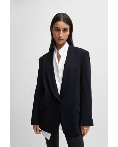 BOSS Naomi X Oversized Blazer With Shawl Collar - Blue