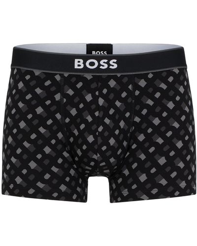 BOSS Eng anliegende Boxershorts mit kurzem Bein aus Stretch-Baumwolle mit Signature-Logo am Bund - Schwarz