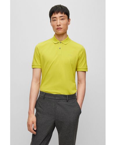 BOSS Cotton Polo Shirt With Embroidered Logo - Green